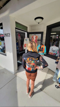 Load image into Gallery viewer, Graphic Print Embellished Denim Jacket