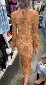 Tan Crochet Dress