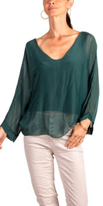 Silk Plunge Blouse