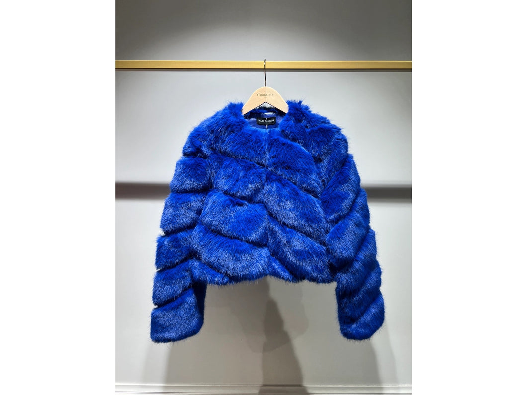 Blue Fantastic Faux Fur Jacket