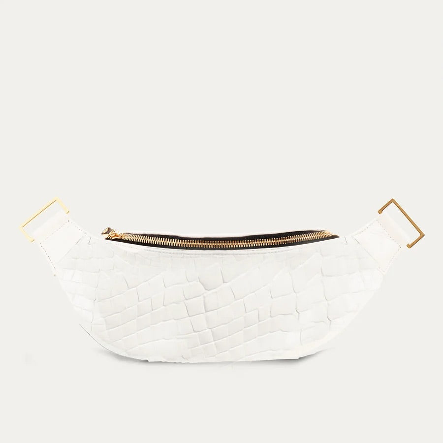 White Croc Patent Leather Crossbody