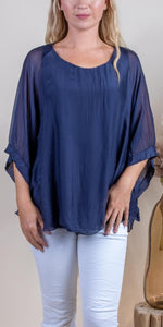 Bell-Sleeved Silk Top