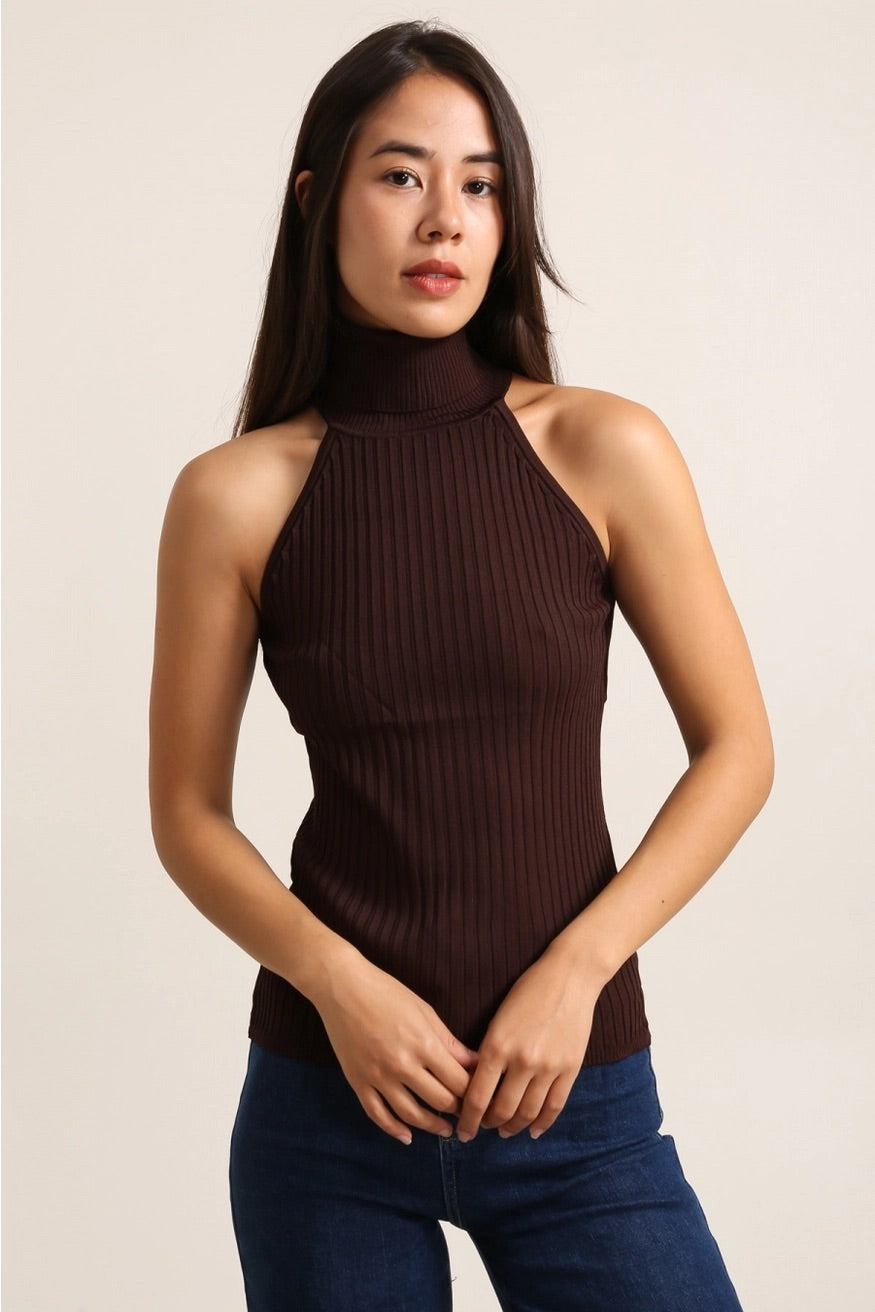 Rib Knit Turtleneck Tank