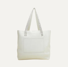 Load image into Gallery viewer, White Leather Tote with Silver Snake Accent
