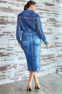 Botarri Faux-Denim Skirt