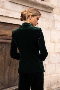 Velvet Double-Breasted Blazer