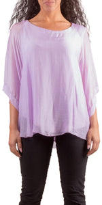 Bell-Sleeved Silk Top