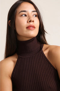 Rib Knit Turtleneck Tank