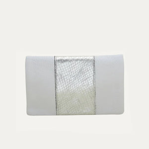 White and Silver Snake Belt Bag