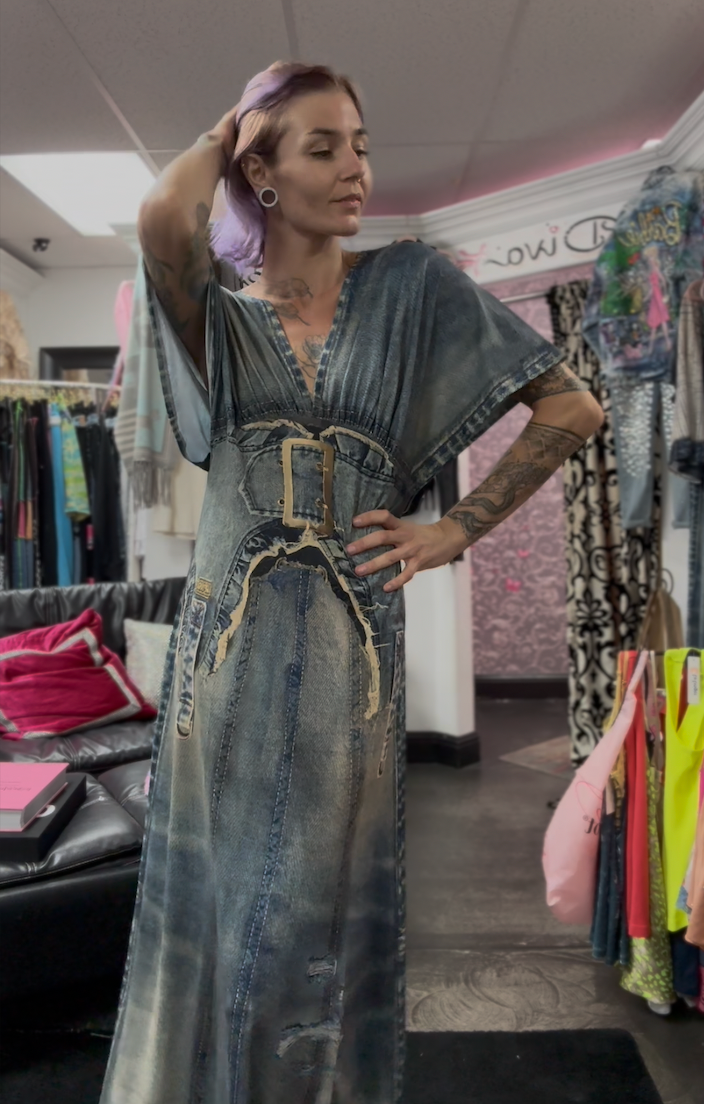 Denim kimono dress discount