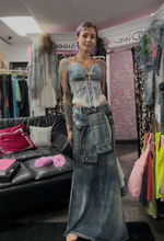 Load image into Gallery viewer, Denim Print Corset Top
