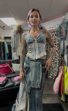 Load image into Gallery viewer, Denim Print Corset Top
