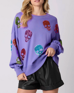 Sequined Skull Sweater