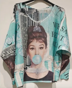 Audrey Hepburn Bubblegum Sweater