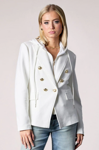 White Double-Breasted Blazer with Interchangeable Insert