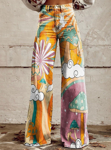Festival Print Pants - Wide Leg
