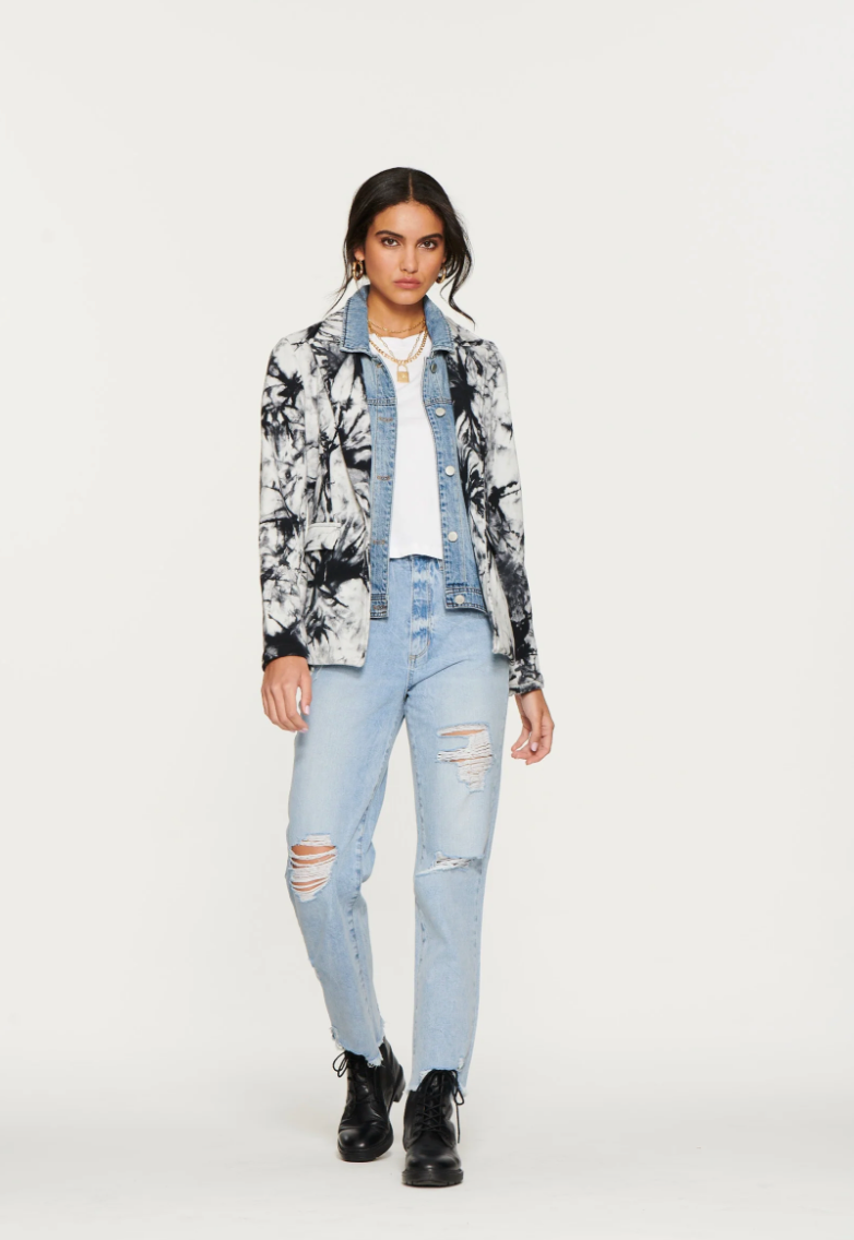 Tie Dye Blazer with Denim Insert