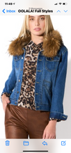 Load image into Gallery viewer, Denim with leopard lining jean jacket
