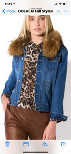 Denim with leopard lining jean jacket